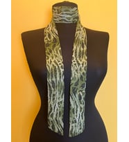 LEOPAR SİMLİ KADIN FULAR BOYUN BAĞI SAÇ BANDI BANDANA 140X5 CM (Yeşil)