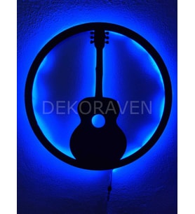 Gitar Led Işıklı Tablo (Mavi)