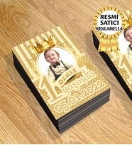 1 Temalı Kişiye Özel Resimli Doğum Günü Magneti  8x6 Cm 10 Adet (Gold)