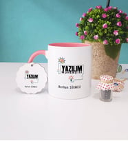 Yazılım Mühendisi Kupa Bardak ve Anahtarlık (Pembe)