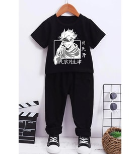 Çocuk Jujutsu Kaisen Alt - Üst Eşofman Takımı (Siyah)