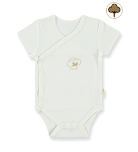 Civil Baby Organik Pamuklu Kruvaze 0-3 Ay Çıtçıtlı Badi - Ekru
