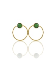 Kadir Jewellery 22 Ayar Altın Kaplama Kadın Halka Küpe -El İşçiliği Ve Hipoalerjenik Küpe (Yeşil)