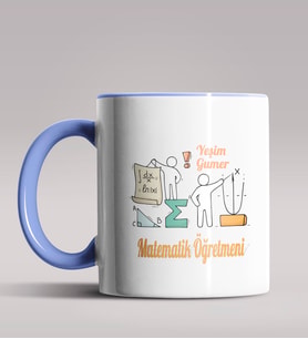 Kişiye Özel Matematik Öğretmeni Tasarımlı Siyah Renk Kupa 10 (Mavi)