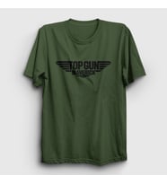 Presmono Unisex Beyaz Logo Maverick Tom Cruise Pilot Film Top Gun T-Shirt 459553tt (Haki)