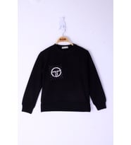 Toontoy Kız Çocuk Cebi Arma Baskılı Sweatshirt (Siyah)