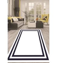 Dijital Kaymaz Taban Yıkanabilir Modern Renkli Salon Halısı Mutfak Halısı Yolluk ND-HT-526 (Lacivert - Beyaz) (Lacivert-Beyaz)