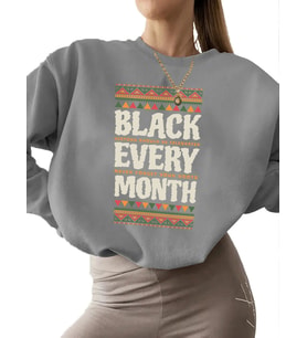 erkek 3 iplik şardonlu Her ay siyah - afrika amerikan tarihi Baskılı Bej kadın kalın Sweatshirt (Gri)