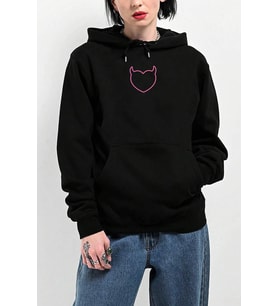 Kalp Baskılı Unisex Oversize Sweatshirt (Siyah)