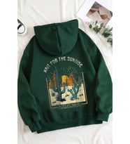 Arizona Baskılı Oversize Sweatshirt (Yeşil)
