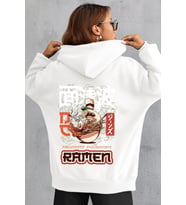 Unisex Ramen Baskılı Sweatshirt (A.Beyaz)