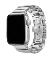 Apple Watch 7/8/9 41mm Kordon Metal Katlamalı Klipsli Kordon (Gümüş)