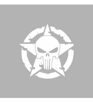 Yıldız Punisher Kurukafa Sticker siyah 20x20 CM (Beyaz)