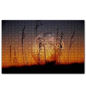 Cakapuzzle Buğday Başaklarının Ardında Muhteşem Dolunay  Puzzle Yapboz MDF (Ahşap) (500 Parça)