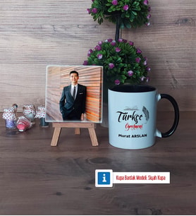 Türkçe Öğretmeni Fotoğraflı Dekoratif Taş, Kupa Bardak Beyaz Hediye Öğretmenler Günü Hediyesi (Model 11)