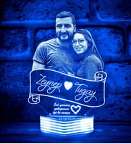 Kişiye Özel Sevgiliye Hediye Fotoğraflı 3D Lamba (Mavi)