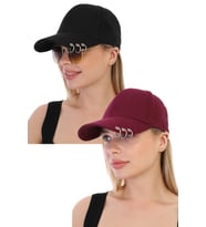 Unisex Piercing Şapka 2'li Set (Bordo-Siyah)