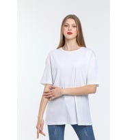Süperlife Kadın Bisiklet Yaka Standart &Regular Fit Tişort spr21yk30 (Beyaz)