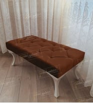 Kapitoneli Ayak Ucu Kapı Önü Antre Bench Puf Beyaz Ayak (120*45) (Kahverengi)
