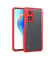 Xiaomi Mi 10T Pro 5G Kılıf Kenar Renkli Sararmaz Şeffaf Kapak (Kırmızı)