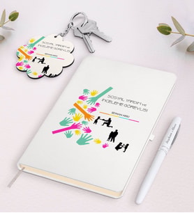 BK Gift Kişiye Özel Sosyal Yardım Ve İnceleme Görevlisi Siyah Defter Kalem Ve Anahtarlık Hediye Seti-2 (Model 2)