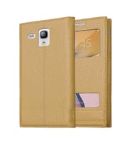 Samsung Galaxy S3 Mini Uyumlu Pencereli Kapaklı Magnum Kılıf (Gold)