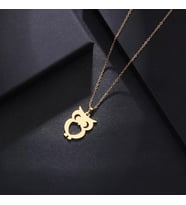 Kişiye Özel 925 Ayar Gümüş Baykuş Kolye (Gold)