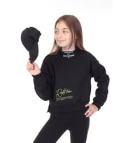 Toontoy Kız Çocuk Baskılı Sweatshirt (Siyah)