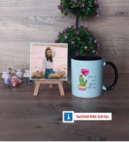 Arkadaşa Hediye Kaktüs Fotoğraflı Dekoratif Taş, Kupa Bardak Beyaz Hediye Doğum Günü Hediyesi (Model 11)