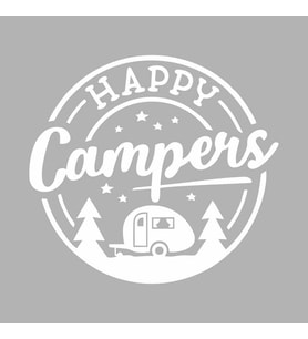 Happy Campers Sticker siyah 25x25 CM (Beyaz)
