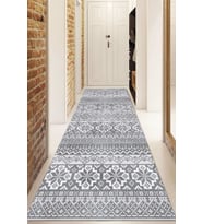 Dijital Baskılı Kaymaz Taban Yıkanabilir Modern Yolluk Ve Koridor Halısı NDU-HT-986 (Gri)