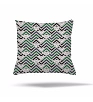 Geometrik Karo Zigzak Kilim Desen Gizli Fermuarlı Yastık Kılıfı Kırlent Kılıfı Koltuk Yastık Kılıfı  (Gri - Yeşil)