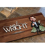 BK Gift Kişiye Özel Erkek Bankacı Karikatürlü Kabartma Figürlü Ahşap Tablo, Duvar Dekoru, Arkadaşa Hediye, Özel Tasarım Ev Hediyesi-2 (Ceviz)