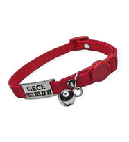 Güvenlik Kilitli isimli Kedi Tasması, isimlikli Kedi Tasması, Kedi Künyesi, Safety Click tasma (Kırmızı)