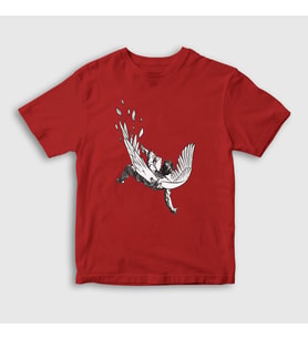 Presmono Unisex Çocuk Beyaz Icarus Melek Falling Angel T-Shirt 509578tt (Kırmızı)