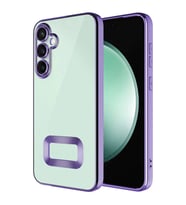Samsung Galaxy A35 Kılıf Logo Yeri Açık Kamera Lens Önü Korumalı Renkli Kenarlı Şeffaf Silikon (Lila)
