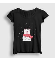 Presmono Kadın Sarı Polar Bear Kutup Ayısı Yılbaşı T-Shirt 270688tt (Siyah)