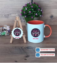 Love Yourself Kupa Bardak Kırmızı ve Ahşap Anahtarlık Hediye (Model 12)