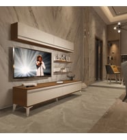 Decoraktiv Eko 5 Mdf Std Silver Tv Ünitesi Tv Sehpası - Parlak Beyaz (Beyaz - Kahverengi)