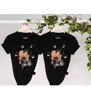 BK Gift Kişiye Özel Sevgililer Karikatürlü İkili Siyah T-shirt Seti, Sevgililer Hediye, Çift Hediyesi, Yıl Dönümü Hediyesi, Kişiye Özel Tişört (Model 4)