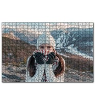 Cakapuzzle Soğuk Dağlar ve Beyaz Bereli Kız  Puzzle Yapboz MDF (Ahşap) (500 Parça)