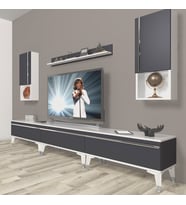 Decoraktiv Eko 270TA Mdf Silver Tv Ünitesi Tv Sehpası (Beyaz - Antrasit)