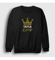 Presmono Unisex Beyaz Backgammon King Tavla Kralı Oyun V2 Sweatshirt 416681tt (Siyah)