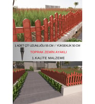 Dekoratif Plastik Bahçe ve Peyzaj Çiti 1 ADET ÇİT (Y: 50 CM / G: 55 CM) TOPRAK AYAKLI (Kahverengi)