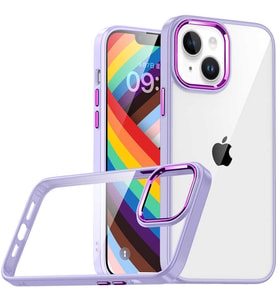 Apple iPhone 14 Plus Kılıf Case, Kamera Lens Korumalı Elektroplatin Kaplama Sert PC Koruyucu Colourful Platinum Serisi (Lila)