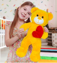 50 cm Kalpli Peluş  Sevimli Ayıcık (Sarı)