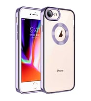 Apple iPhone 8 Kılıf Kamera Korumalı Logo Gösteren Omega Kılıf (Lila)