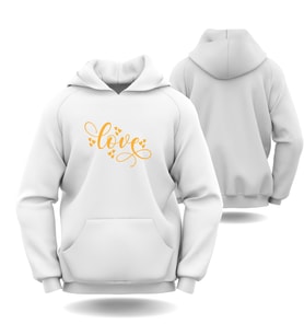 Sevgililer Günü Erkek Kadın Love Görselli Kapüşonlu Hoodie Sweatshirt 6014 (Beyaz)