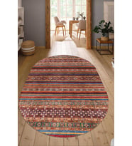 Dijital Baskılı Kaymaz Taban Yıkanabilir Oval Salon Halısı Mutfak Halısı Yolluk NDO-HT-484 (Çok Renkli)