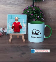 Uykucu Panda Fotoğraflı Dekoratif Taş, Kupa Bardak Beyaz Hediye (Model 14)